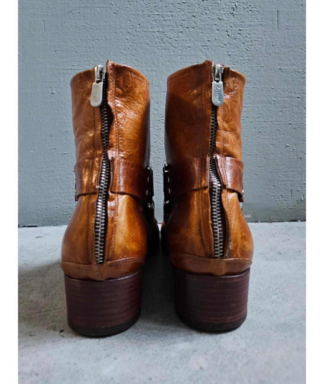 ROCCO P. Оранжевое кожаные высокие ботинки, фото 4