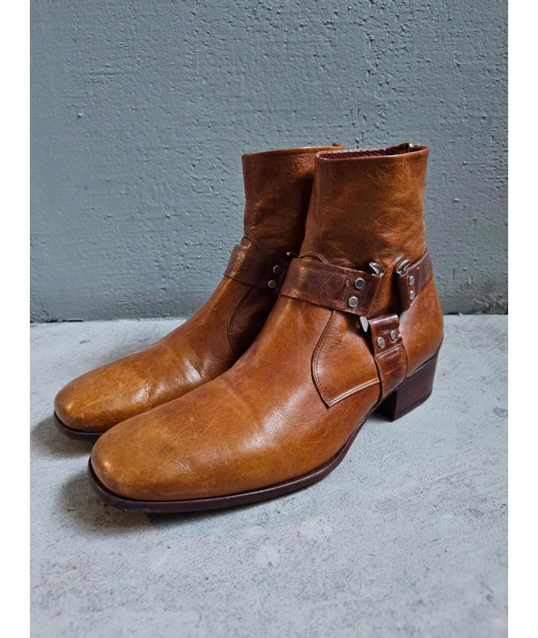 ROCCO P. Оранжевое кожаные высокие ботинки, фото 5