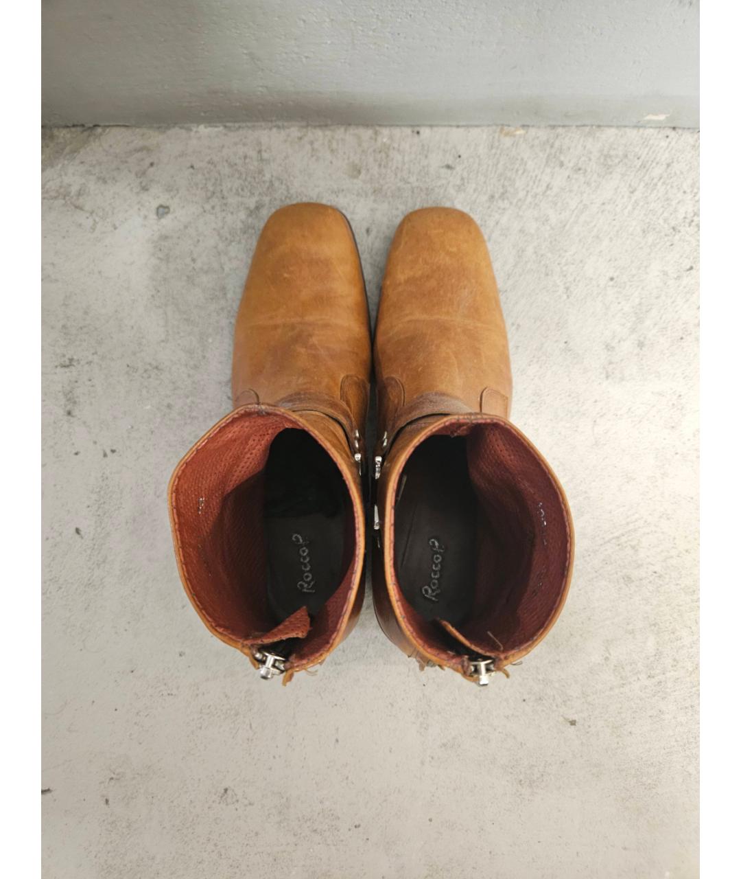 ROCCO P. Оранжевое кожаные высокие ботинки, фото 3
