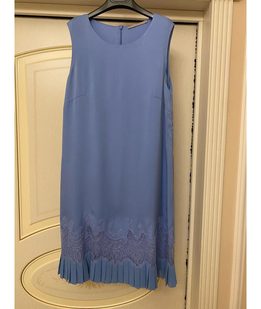 ERMANNO SCERVINO Голубое шелковое повседневное платье, фото 5