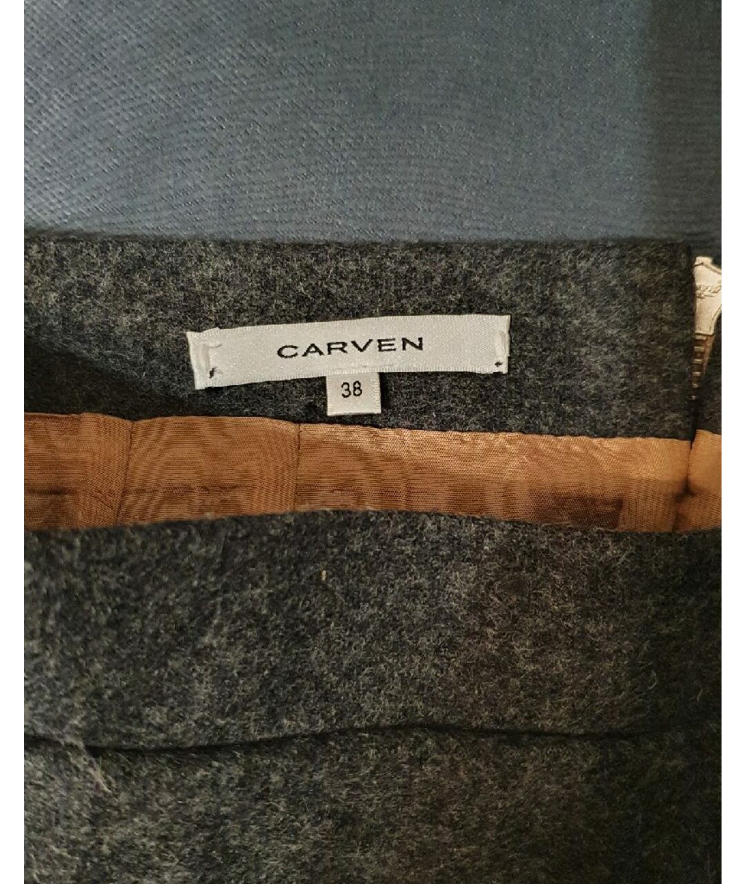 CARVEN Антрацитовая шерстяная юбка мини, фото 3