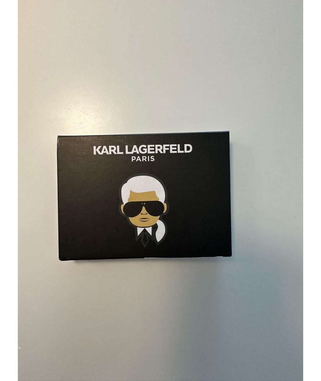 KARL LAGERFELD Черный кожаный кардхолдер, фото 4