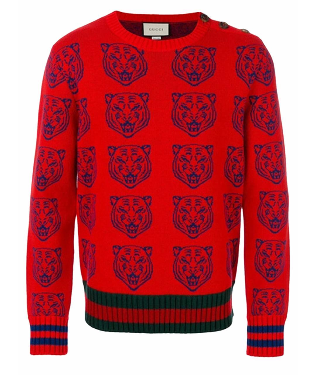 GUCCI Красный шерстяной джемпер / свитер, фото 1