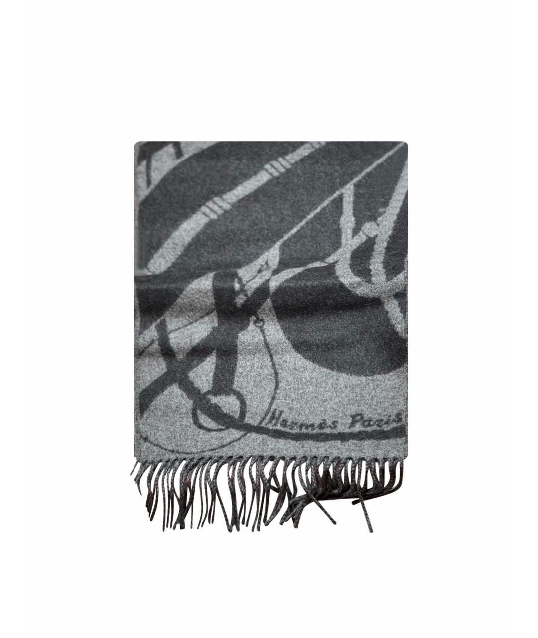 HERMES Серый кашемировый шарф, фото 1