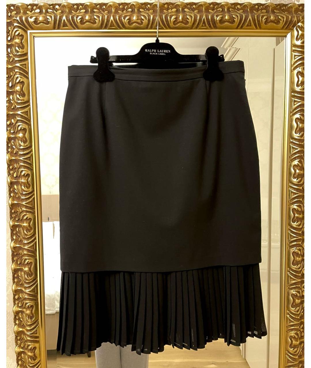 RALPH LAUREN Черная шерстяная юбка миди, фото 9