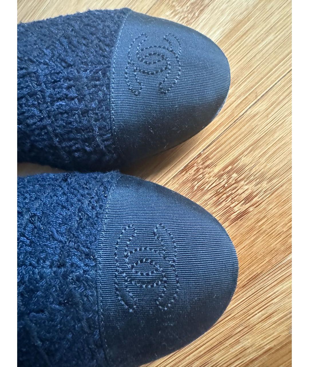 CHANEL PRE-OWNED Темно-синие текстильные ботинки, фото 7