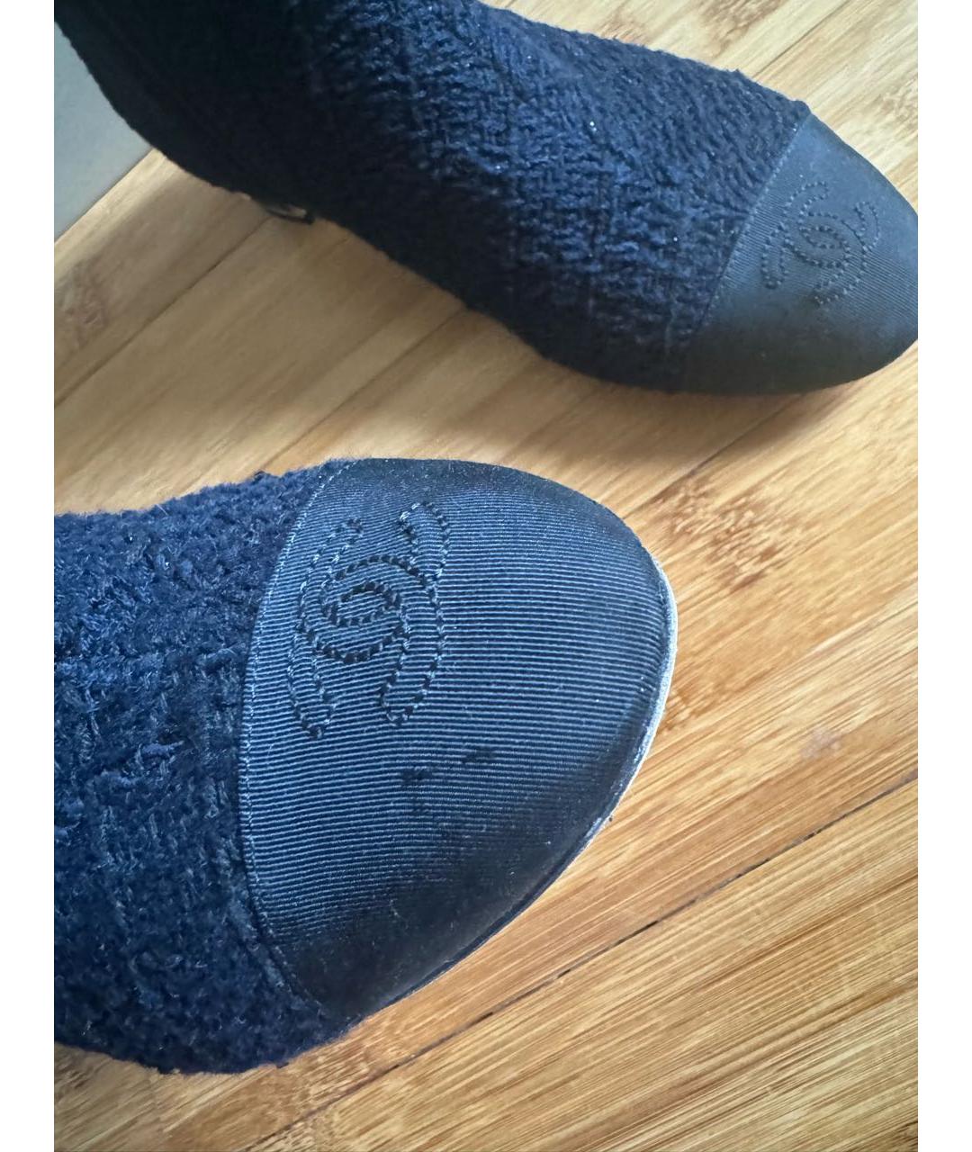 CHANEL PRE-OWNED Темно-синие текстильные ботинки, фото 8