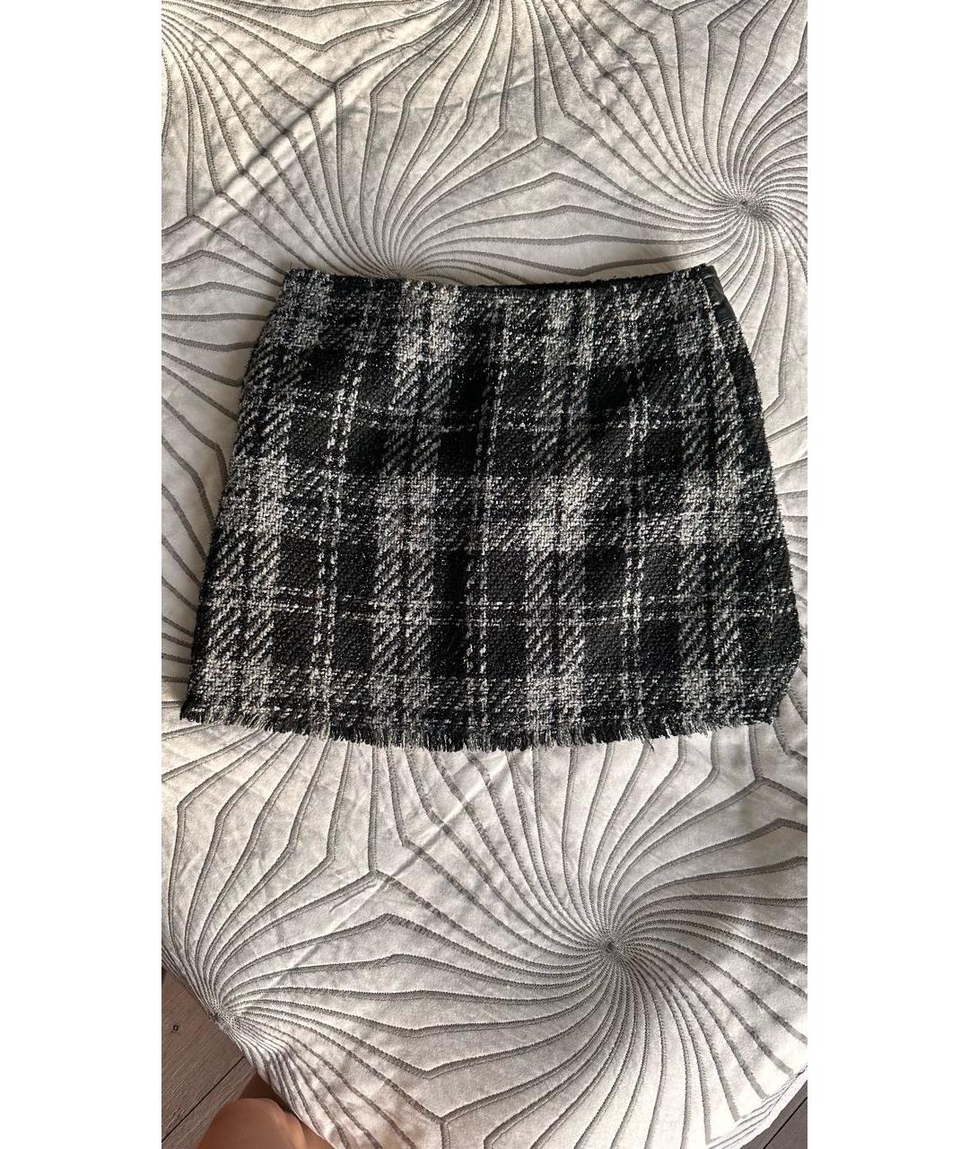 LIU JO Антрацитовая твидовая юбка мини, фото 2