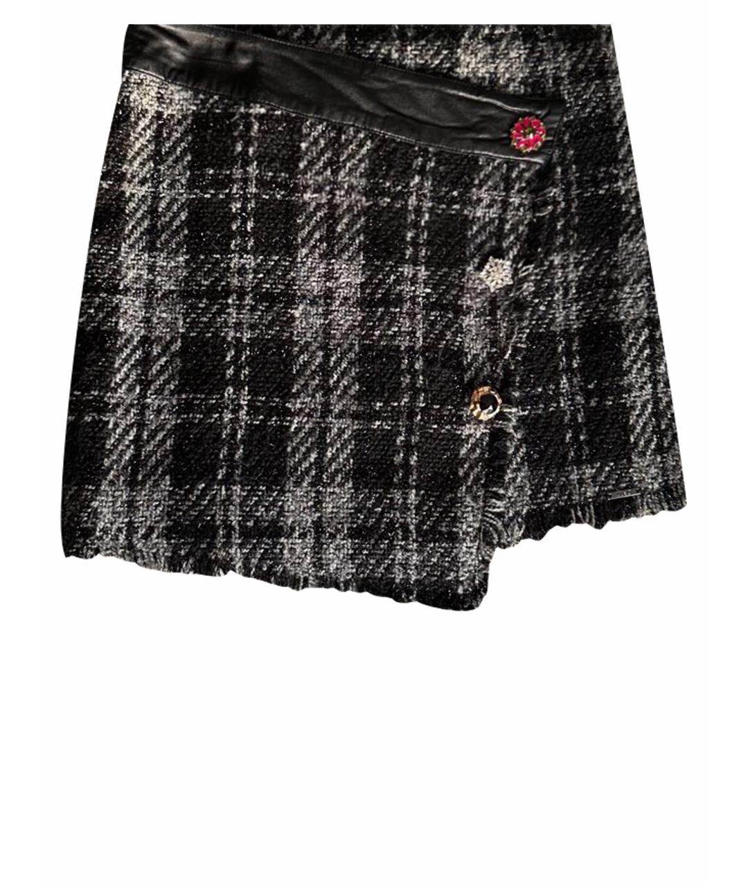 LIU JO Антрацитовая твидовая юбка мини, фото 1