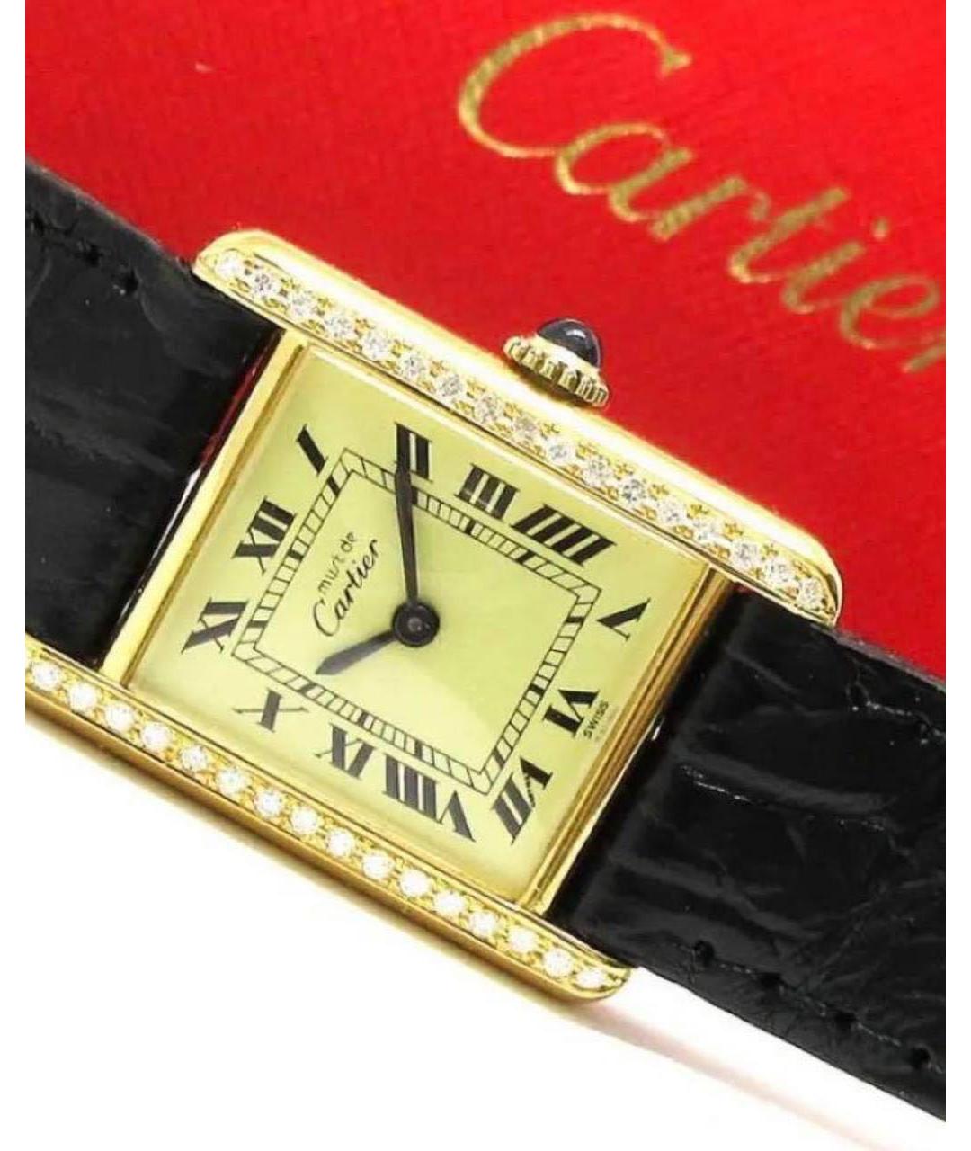 CARTIER Бежевые часы из желтого золота, фото 4