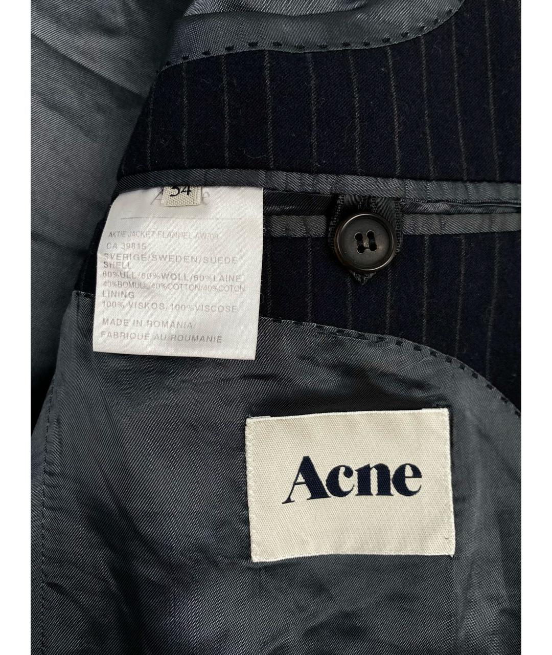ACNE STUDIOS Темно-синий шерстяной пиджак, фото 7