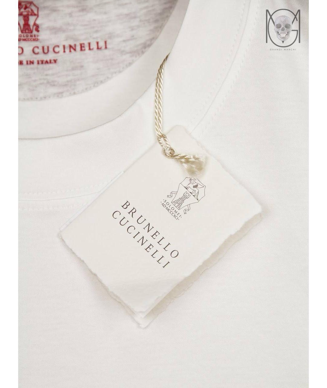 BRUNELLO CUCINELLI Белая хлопковая футболка, фото 3