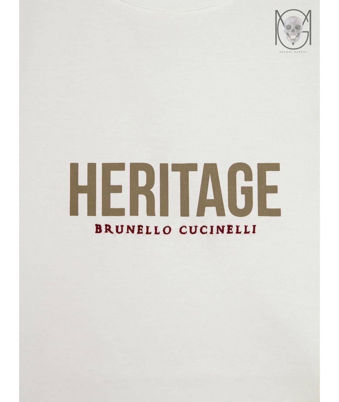 BRUNELLO CUCINELLI Белая хлопковая футболка, фото 8