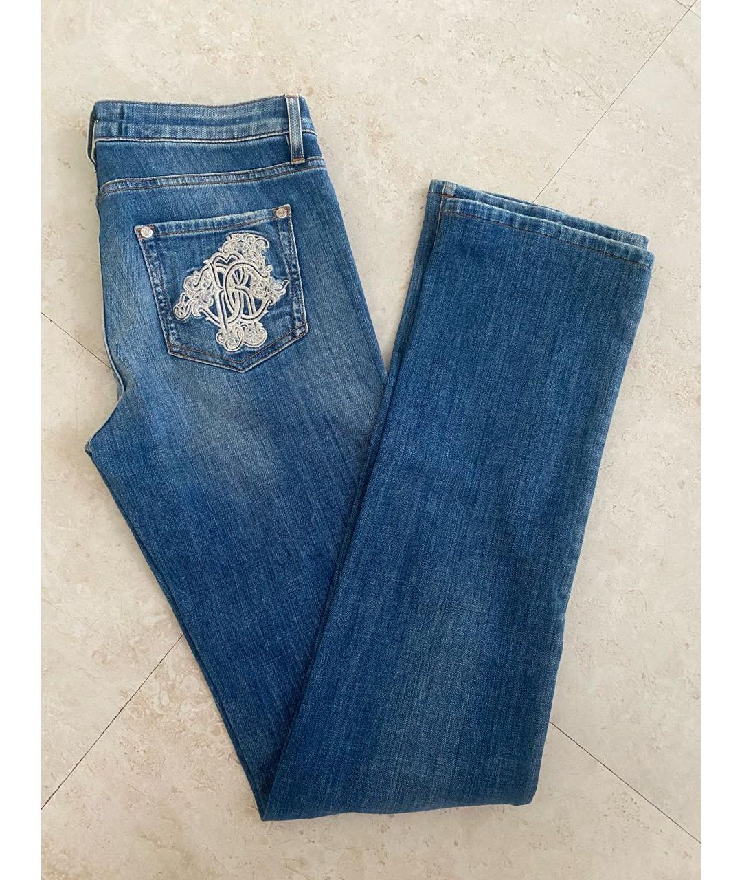 ROBERTO CAVALLI Синие хлопко-эластановые прямые джинсы, фото 7