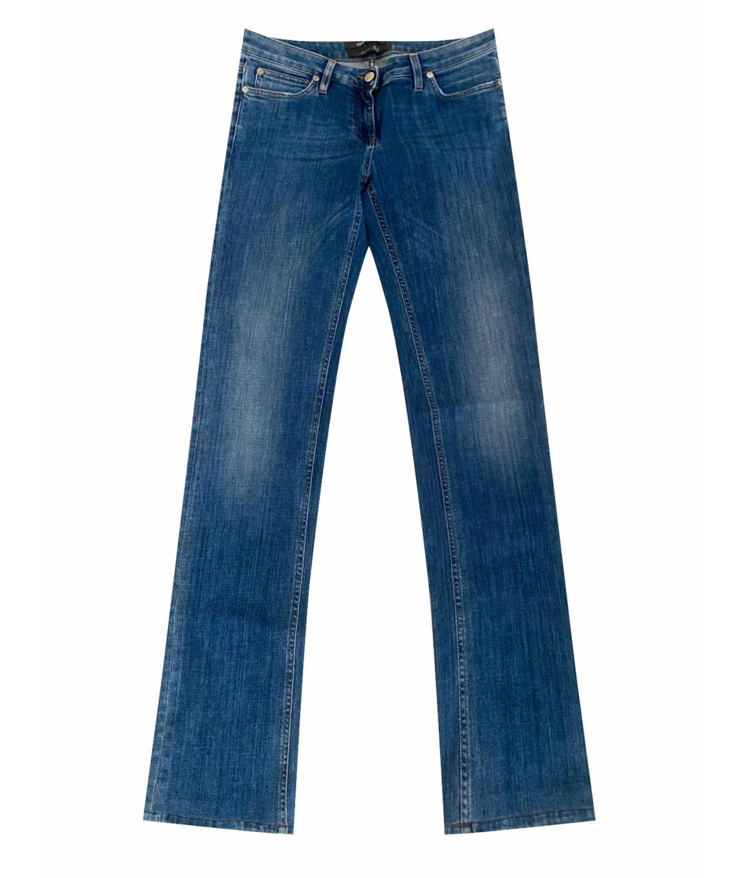 ROBERTO CAVALLI Синие хлопко-эластановые прямые джинсы, фото 1