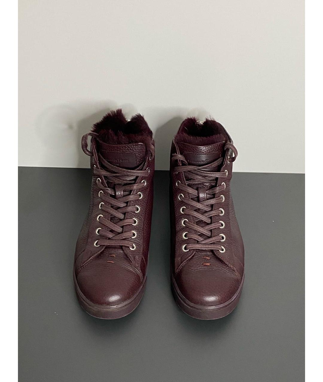 GIANVITO ROSSI Бордовые кожаные ботинки, фото 2