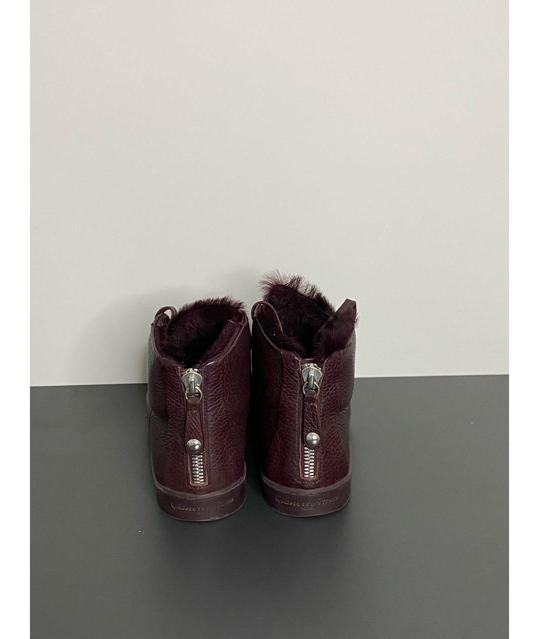 GIANVITO ROSSI Бордовые кожаные ботинки, фото 4