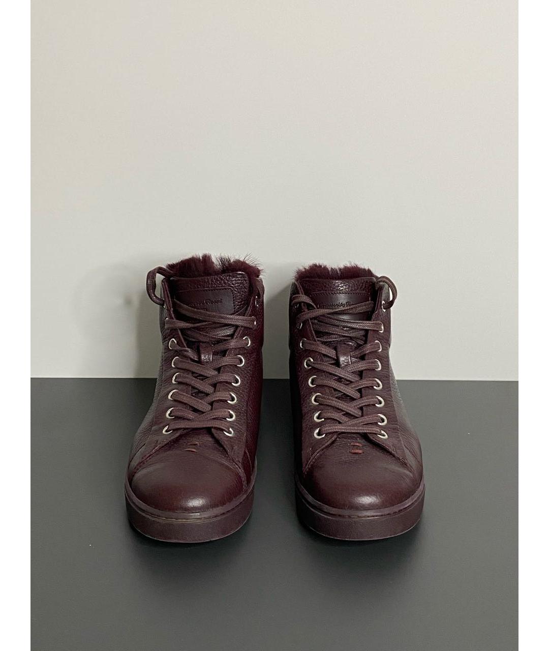 GIANVITO ROSSI Бордовые кожаные ботинки, фото 3