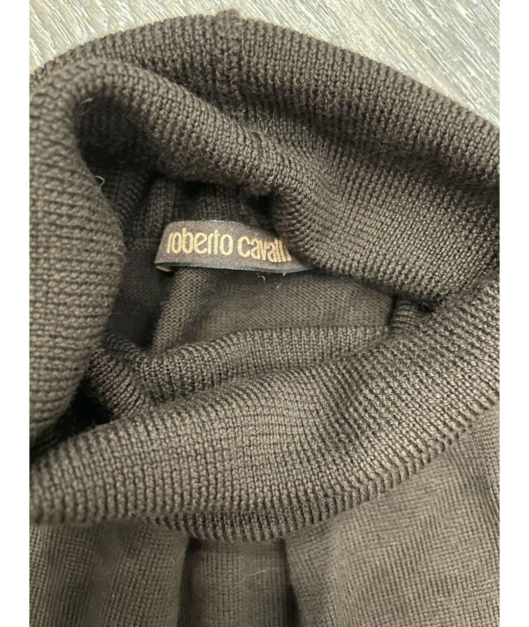 ROBERTO CAVALLI Коричневое шерстяное повседневное платье, фото 3