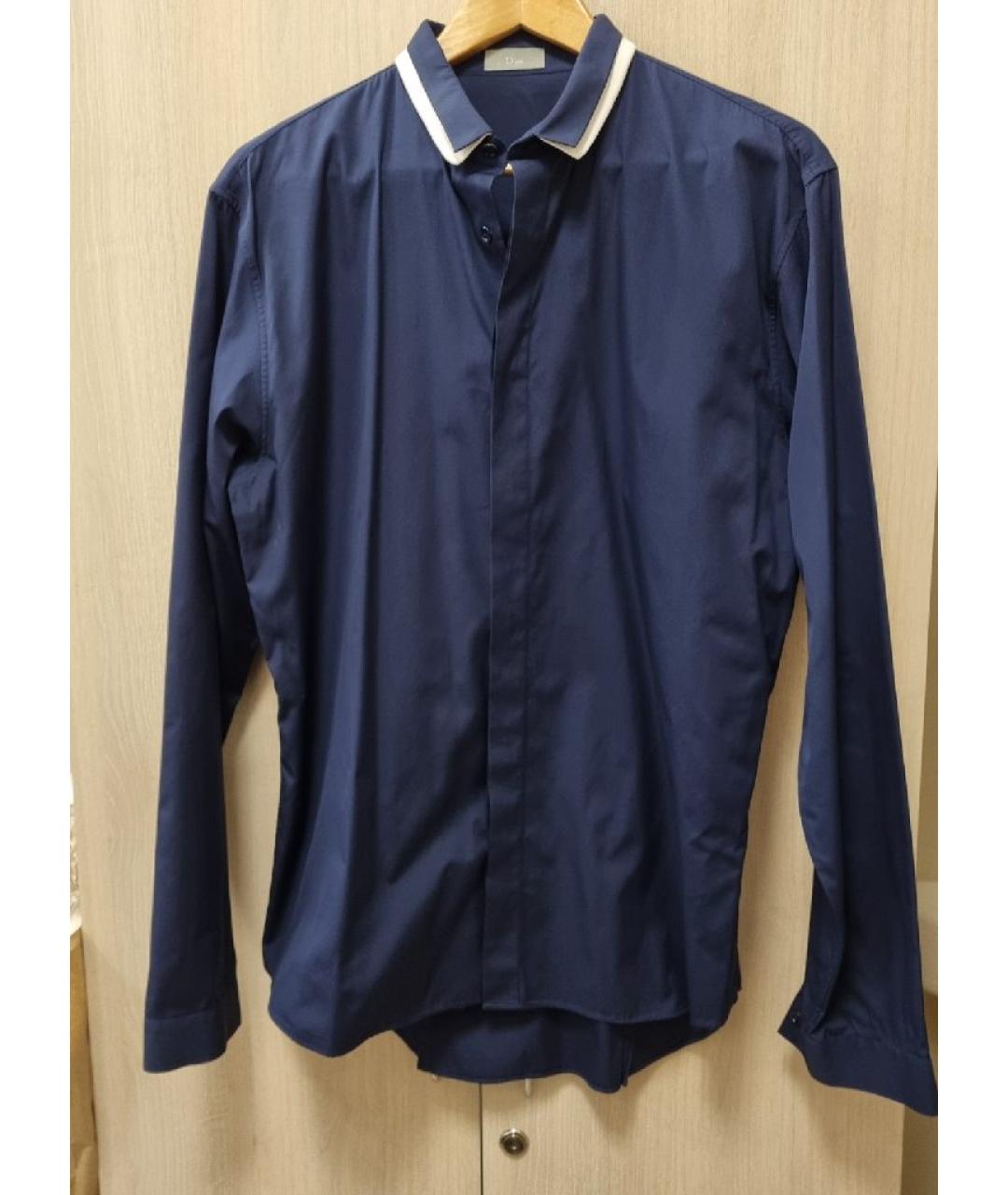 CHRISTIAN DIOR PRE-OWNED Темно-синяя хлопковая классическая рубашка, фото 7