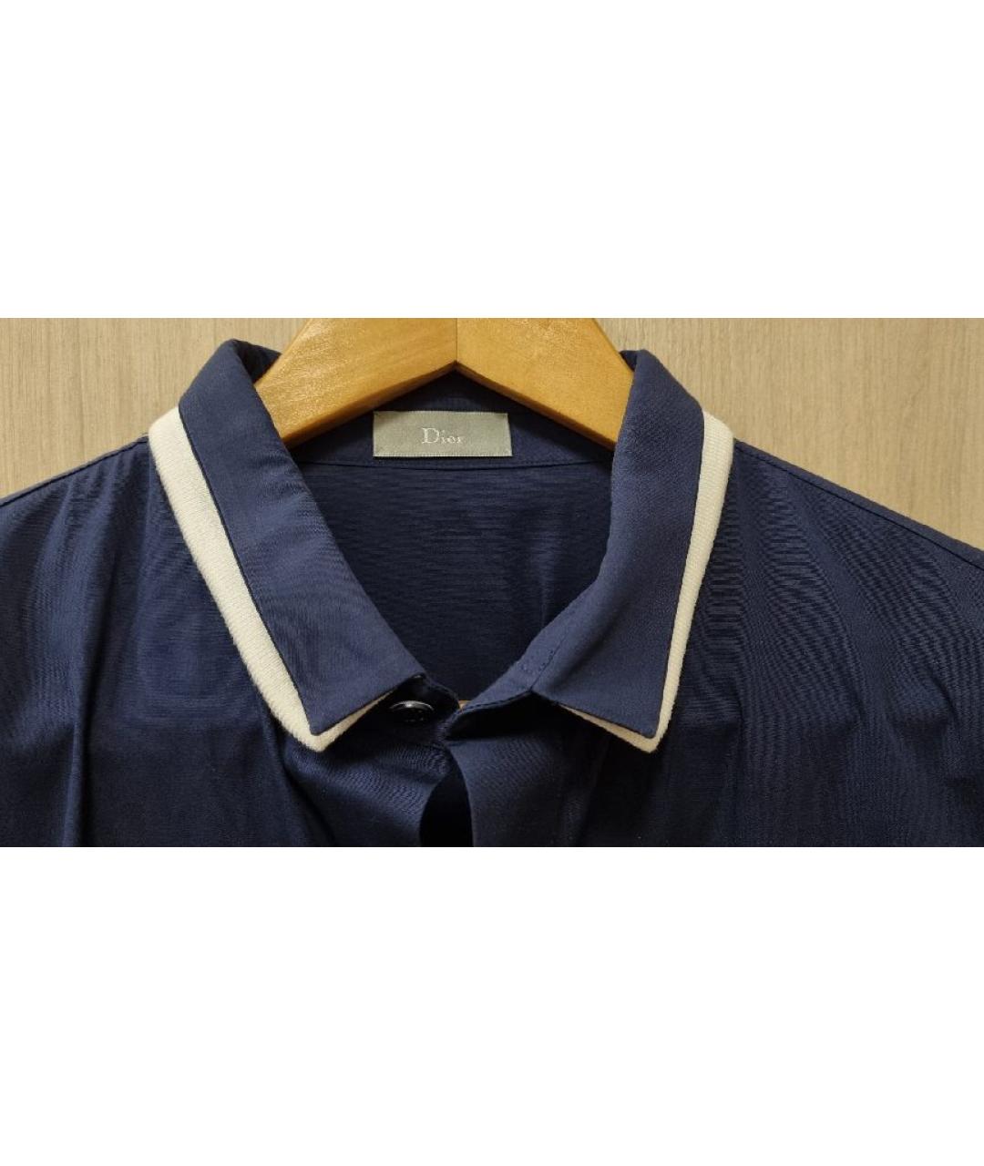 CHRISTIAN DIOR PRE-OWNED Темно-синяя хлопковая классическая рубашка, фото 6
