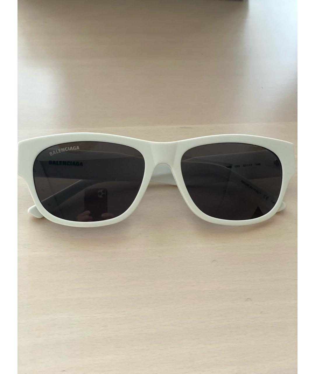 BALENCIAGA Белые пластиковые солнцезащитные очки, фото 7