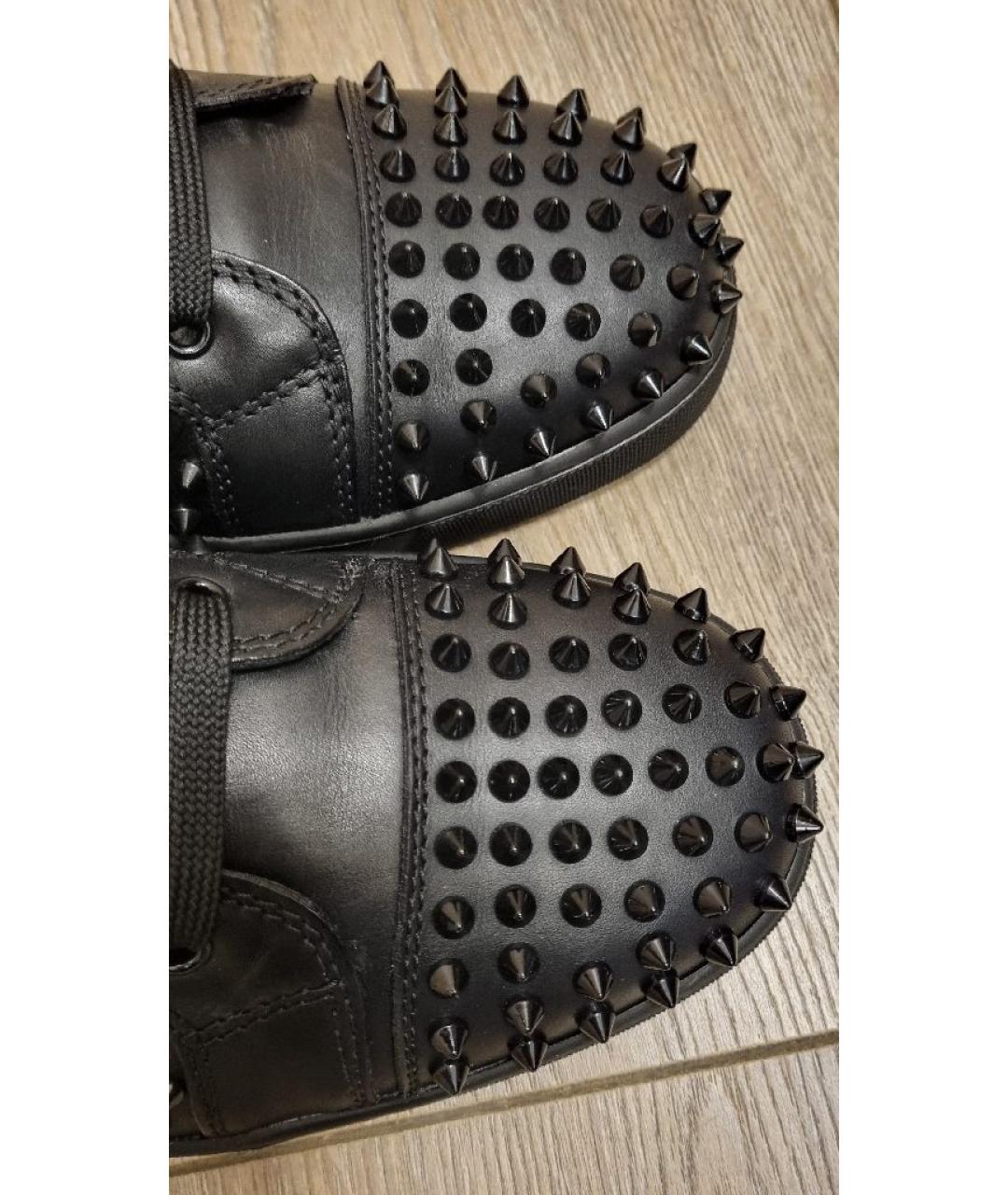 CHRISTIAN LOUBOUTIN Черные кожаные высокие кроссовки / кеды, фото 7