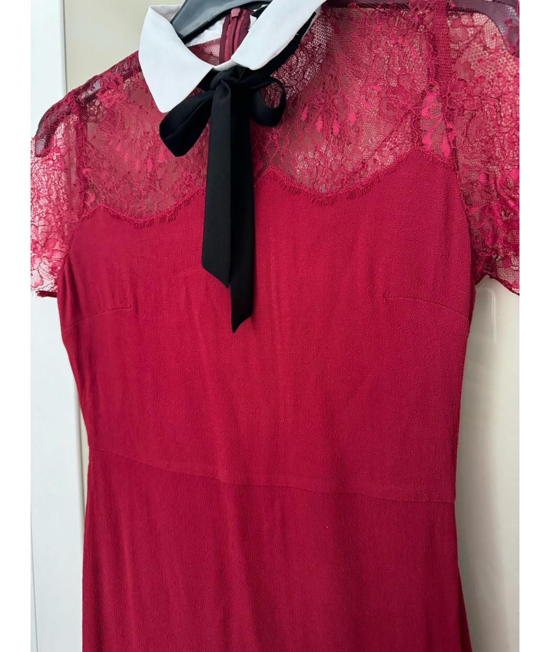 SANDRO Бордовое кружевное коктейльное платье, фото 6