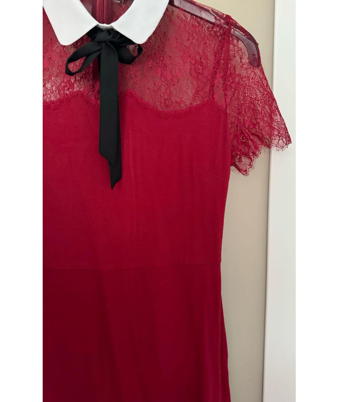 SANDRO Бордовое кружевное коктейльное платье, фото 7
