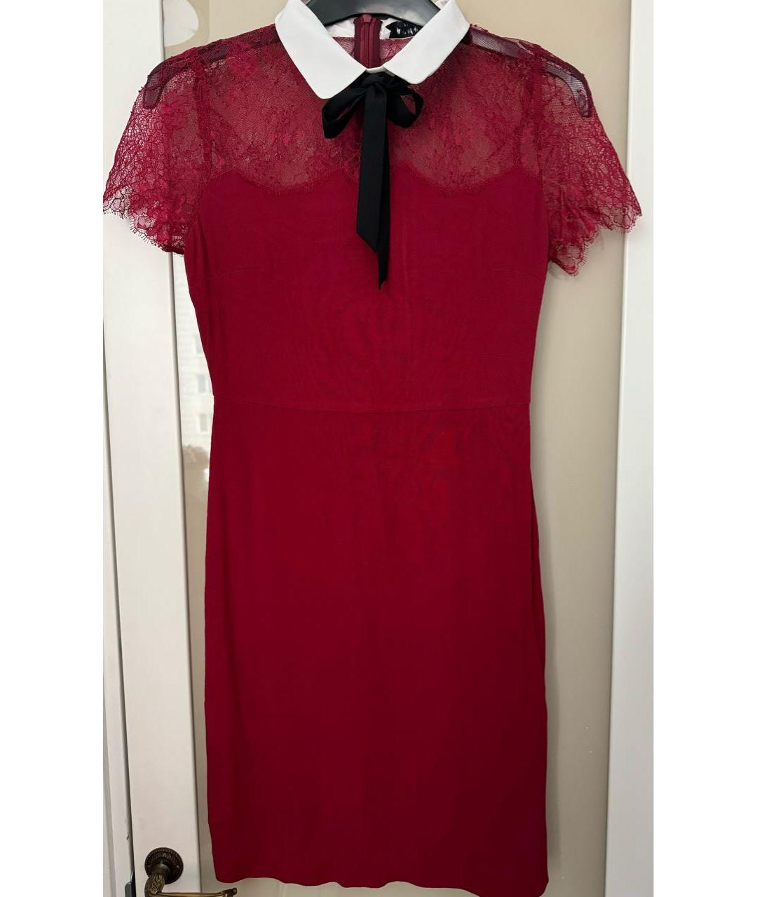 SANDRO Бордовое кружевное коктейльное платье, фото 8