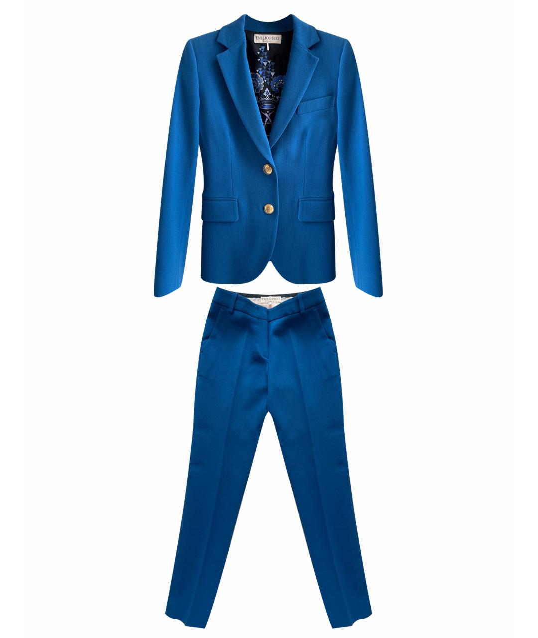 EMILIO PUCCI Синий шерстяной костюм с брюками, фото 1