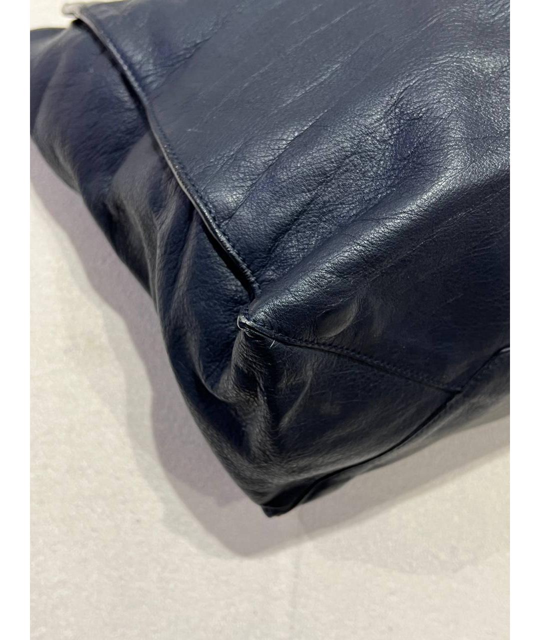 BALENCIAGA Темно-синяя кожаная сумка тоут, фото 8