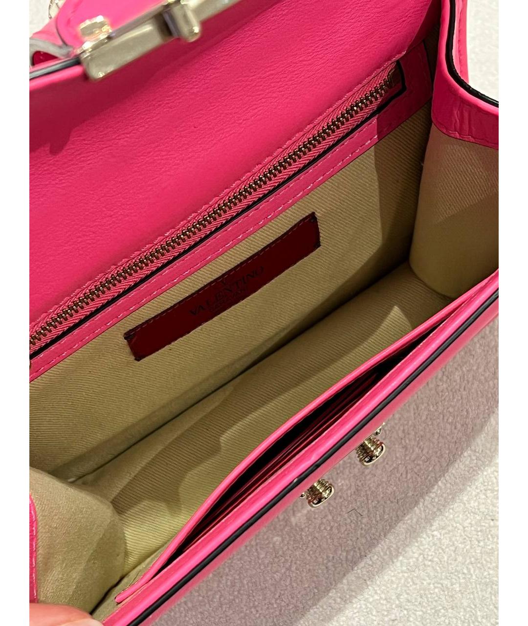 VALENTINO Розовая кожаная сумка через плечо, фото 8