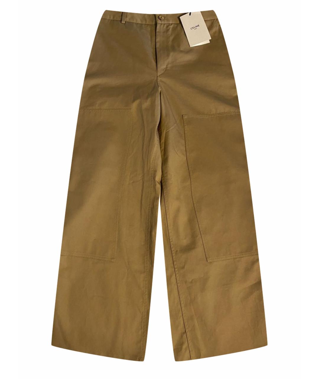 CELINE Бежевые хлопковые брюки широкие, фото 1