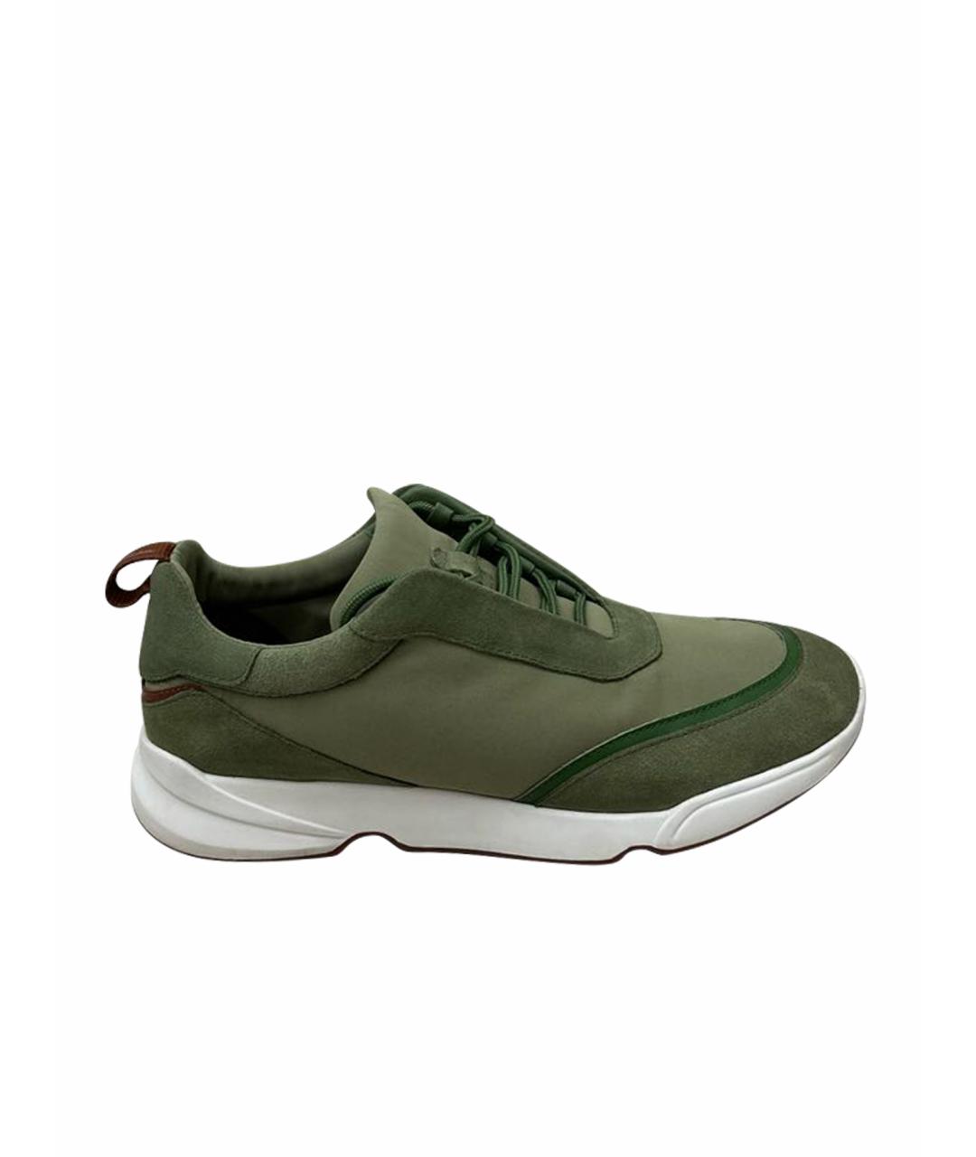 LORO PIANA Зеленые замшевые низкие кроссовки / кеды, фото 1