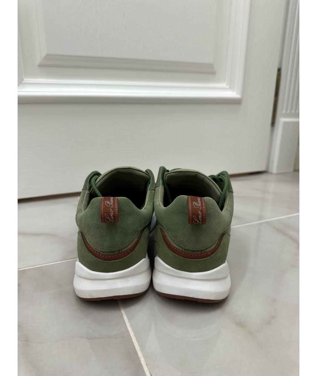 LORO PIANA Зеленые замшевые низкие кроссовки / кеды, фото 4