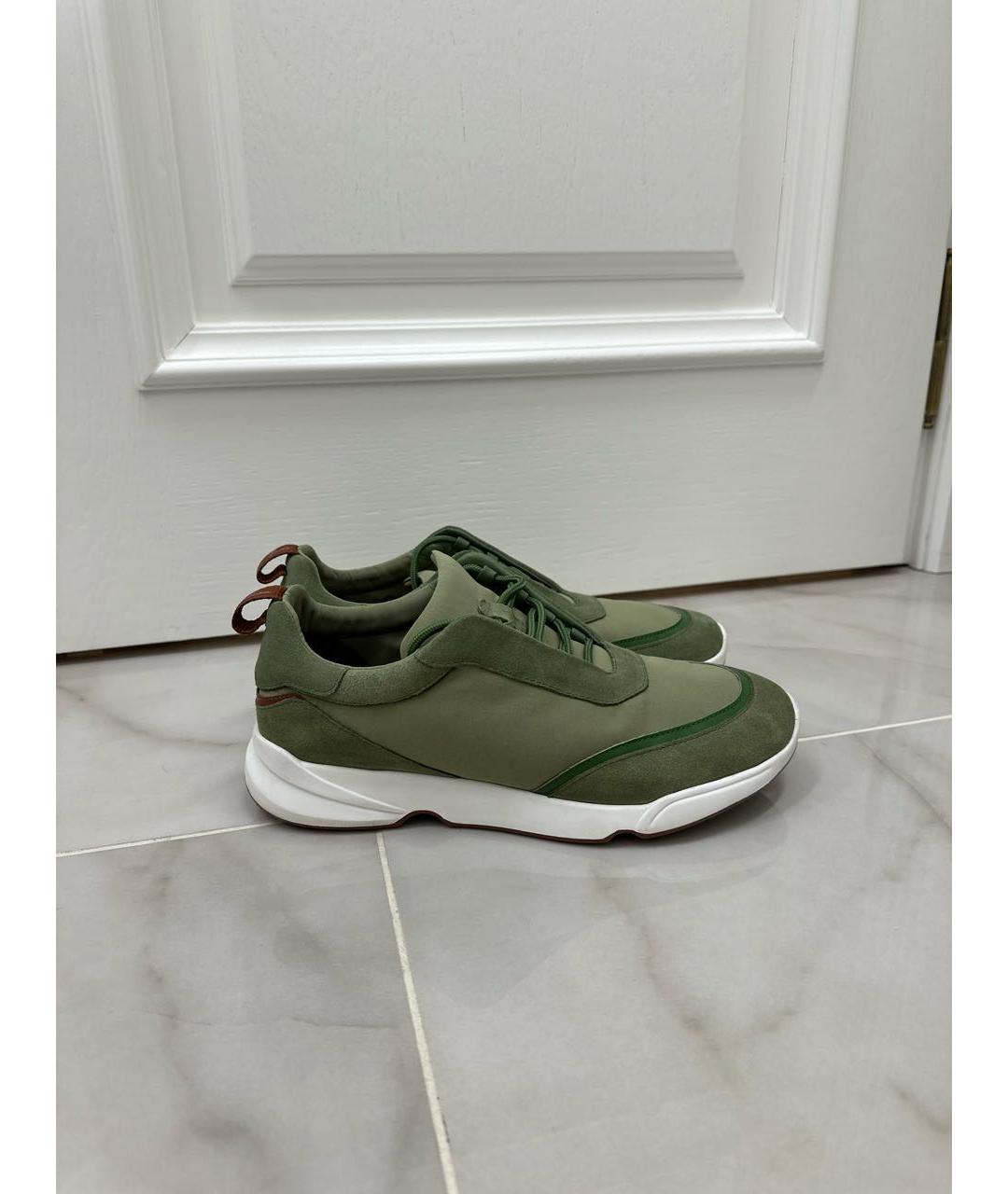 LORO PIANA Зеленые замшевые низкие кроссовки / кеды, фото 7