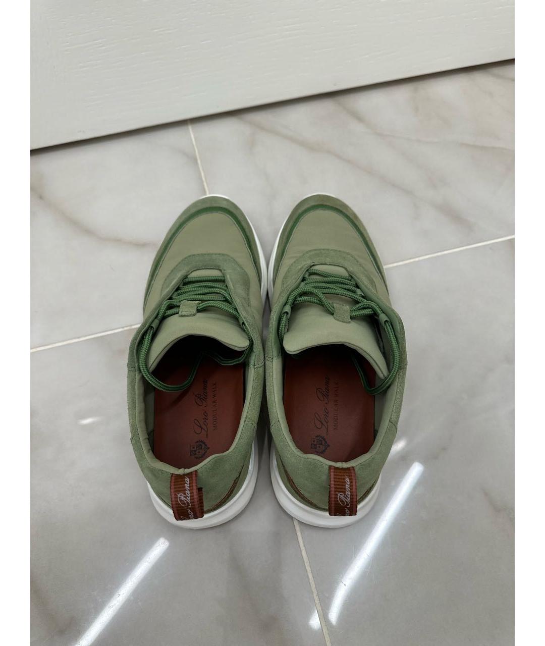 LORO PIANA Зеленые замшевые низкие кроссовки / кеды, фото 3