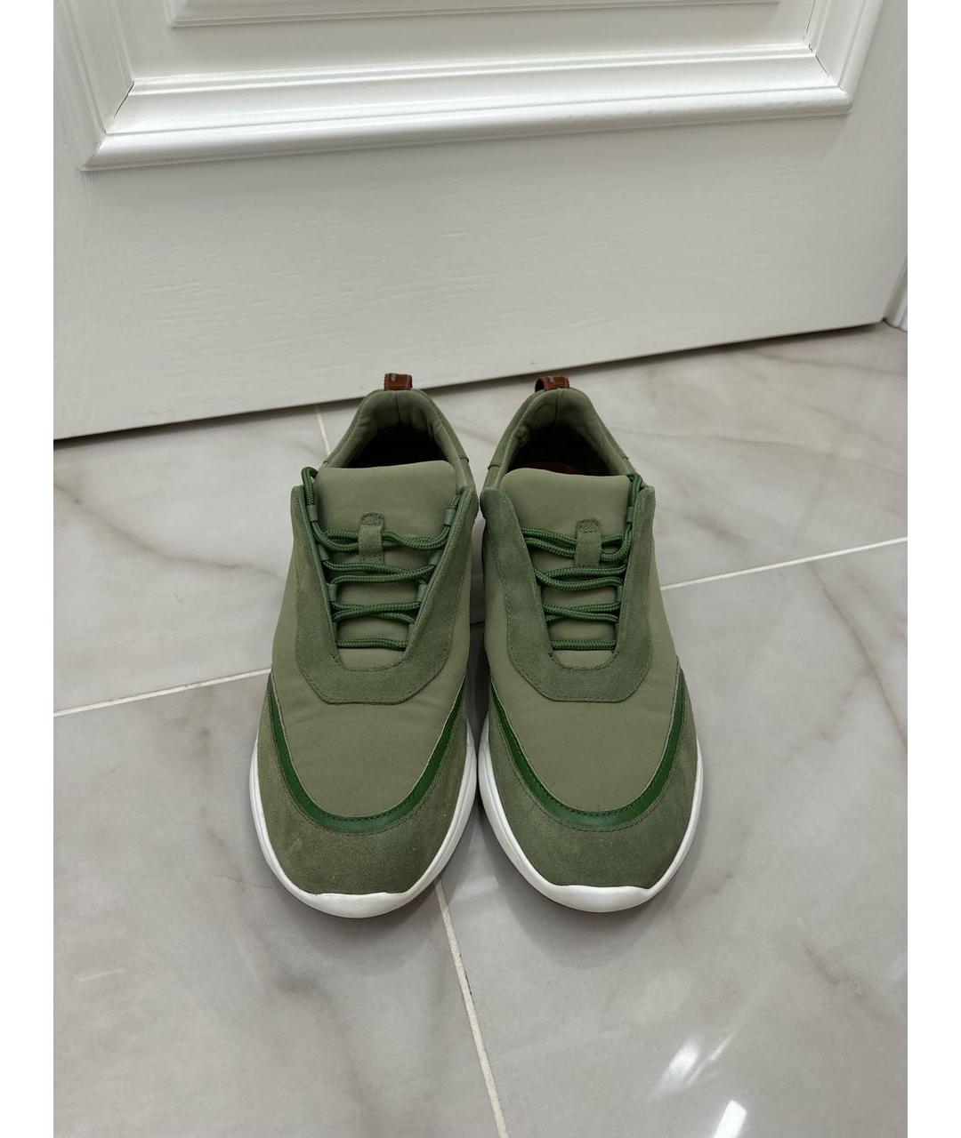 LORO PIANA Зеленые замшевые низкие кроссовки / кеды, фото 2