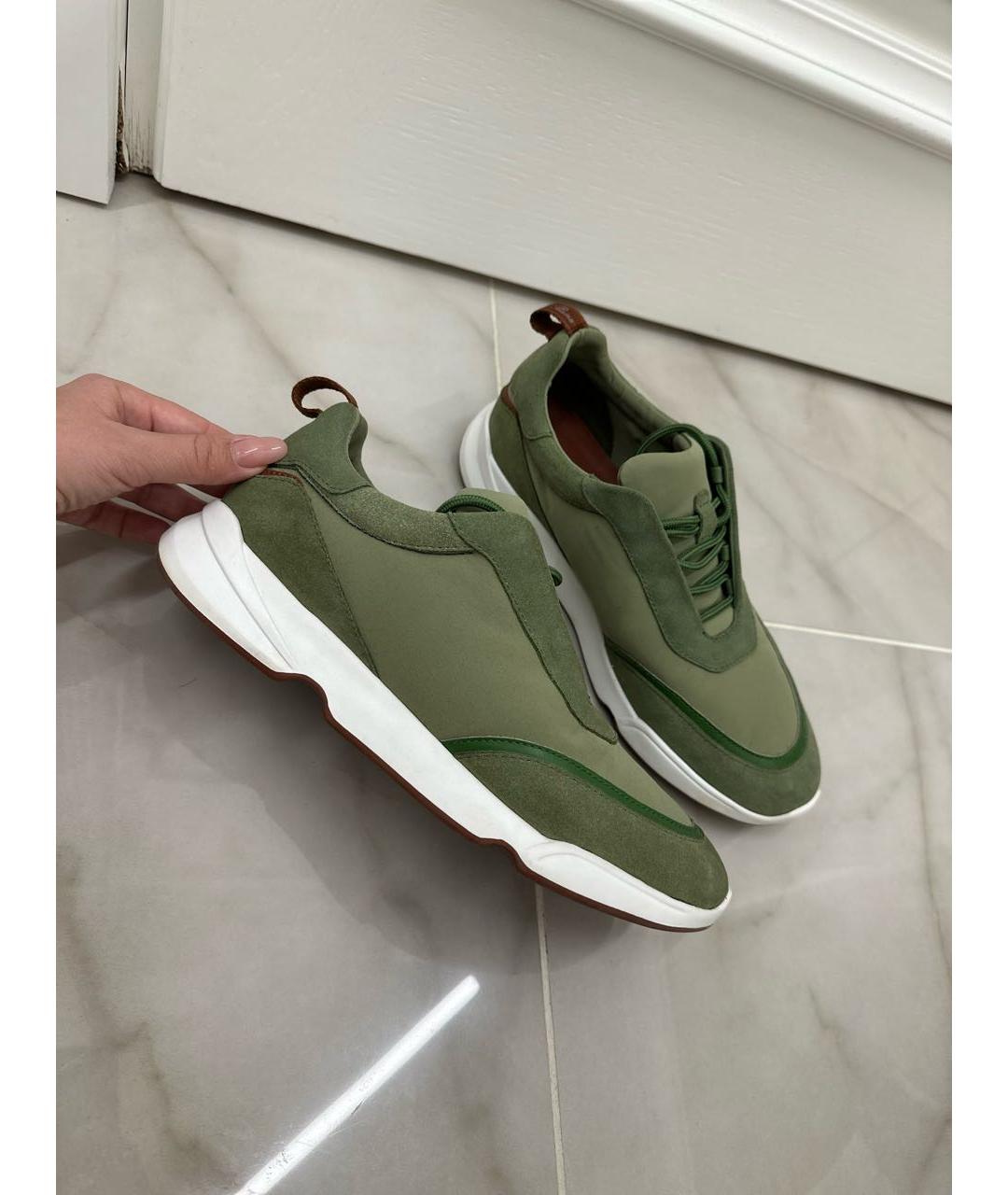 LORO PIANA Зеленые замшевые низкие кроссовки / кеды, фото 5