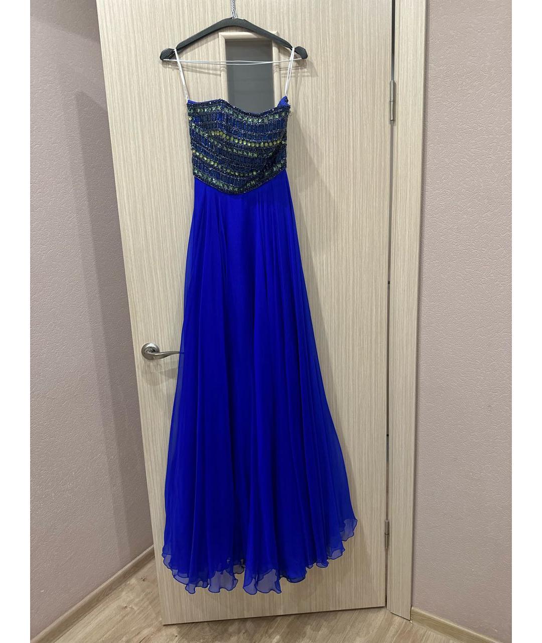 SHERRI HILL Синее шифоновое вечернее платье, фото 5