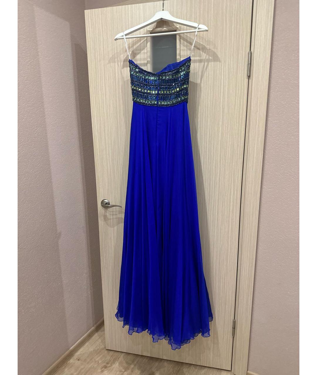 SHERRI HILL Синее шифоновое вечернее платье, фото 2