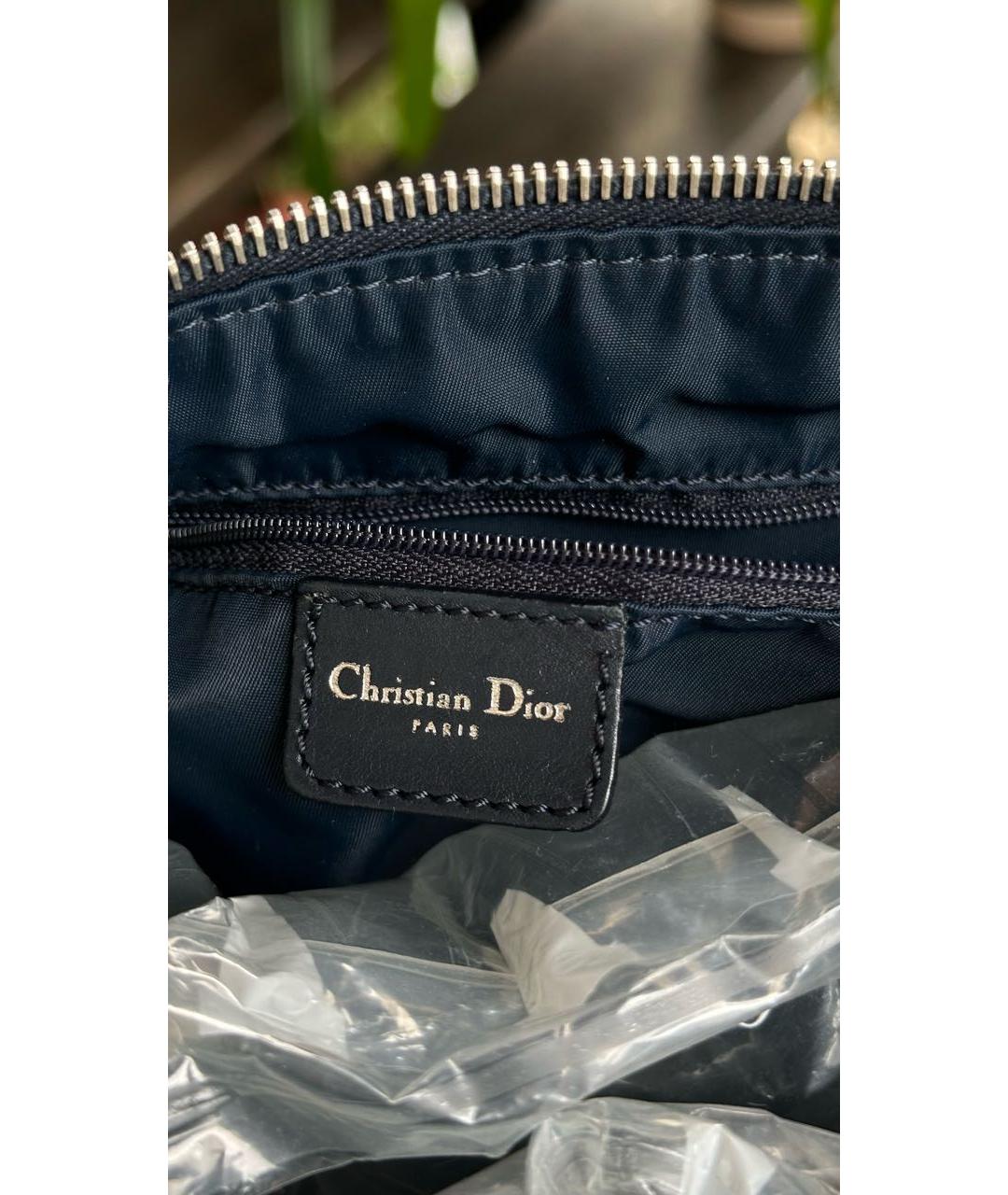 CHRISTIAN DIOR PRE-OWNED Темно-синяя кожаная сумка с короткими ручками, фото 6