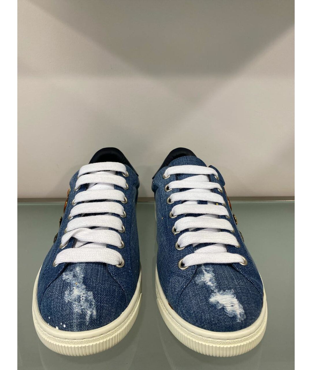 DSQUARED2 Синие текстильные низкие кроссовки / кеды, фото 2