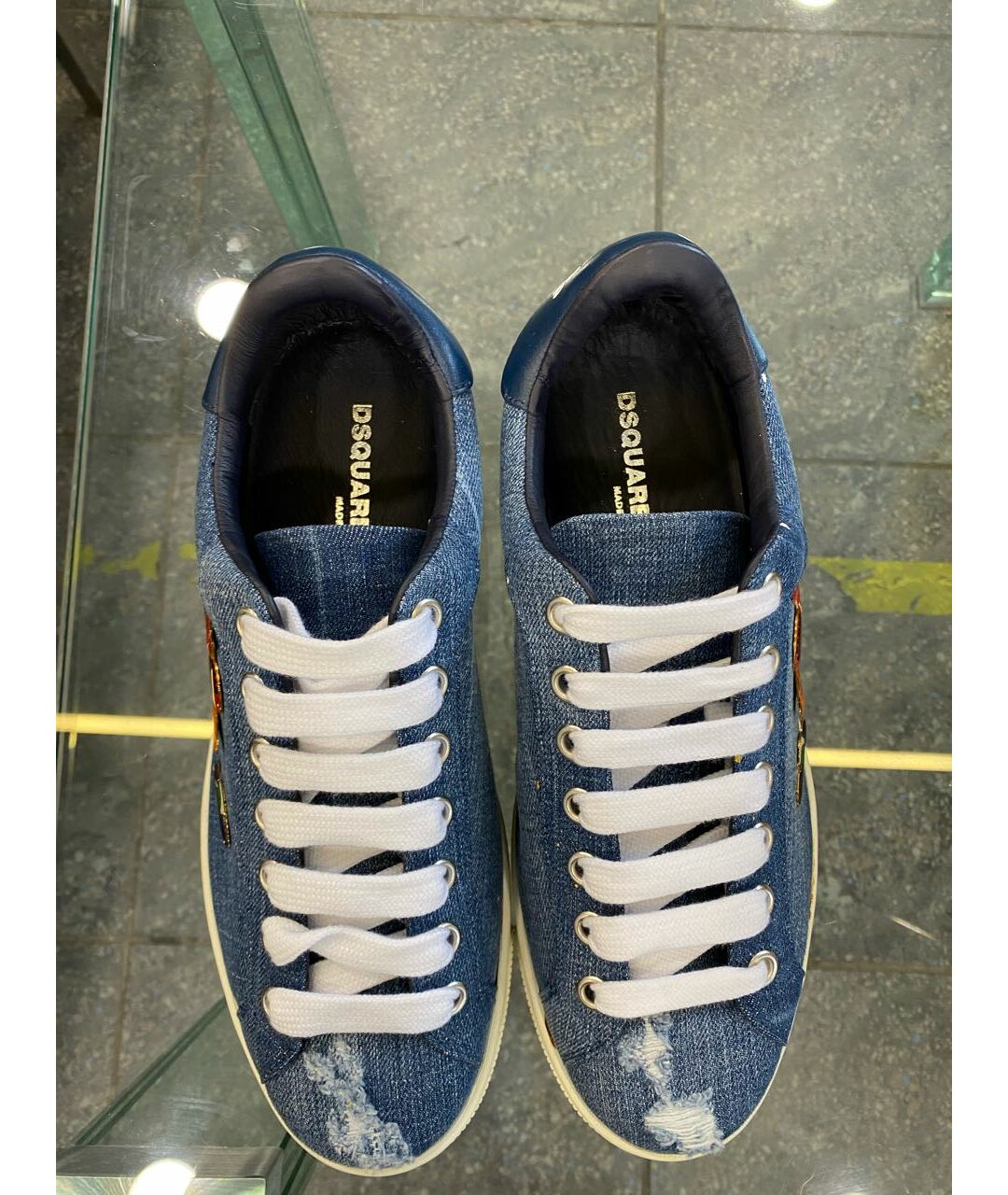 DSQUARED2 Синие текстильные низкие кроссовки / кеды, фото 3
