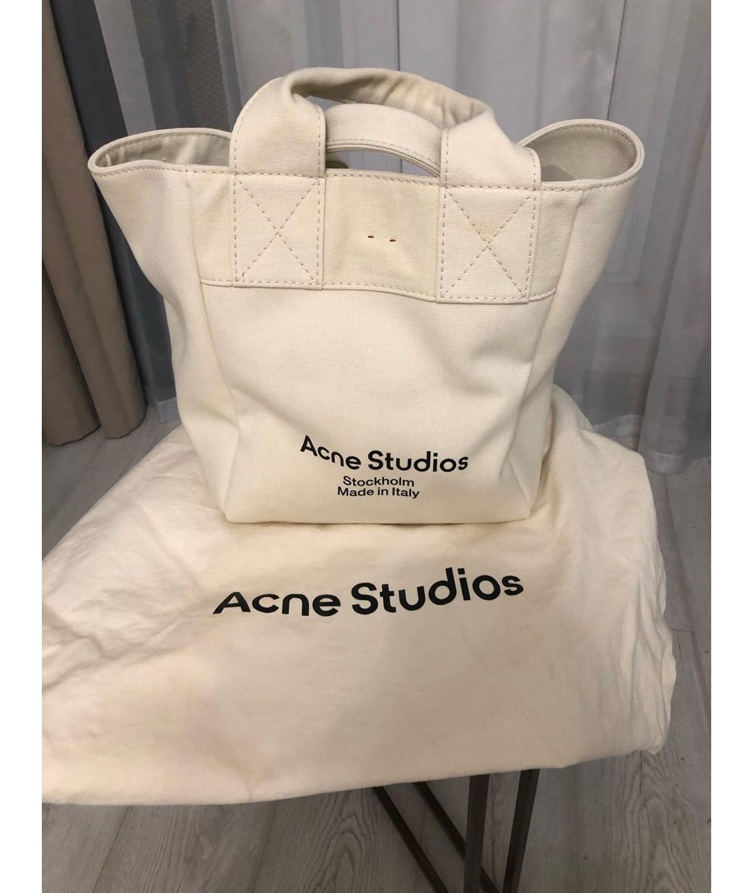 ACNE STUDIOS Бежевая тканевая сумка тоут, фото 8