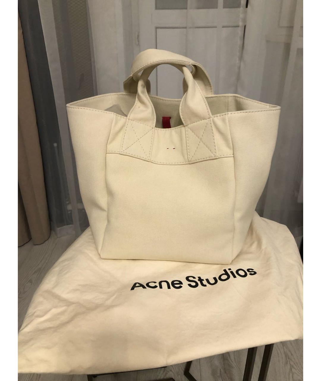 ACNE STUDIOS Бежевая тканевая сумка тоут, фото 3