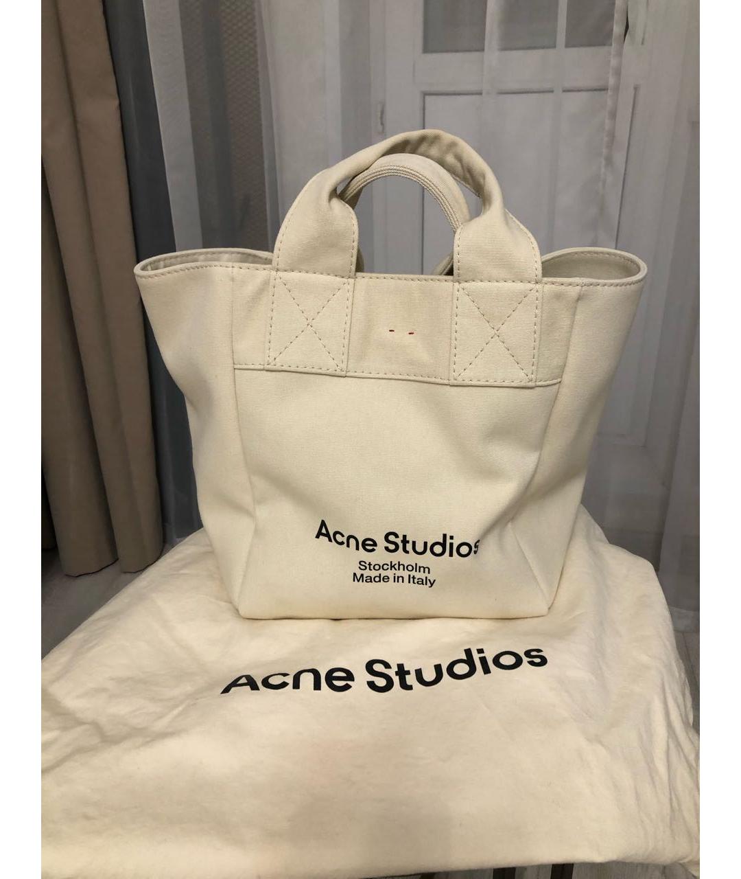 ACNE STUDIOS Бежевая тканевая сумка тоут, фото 9