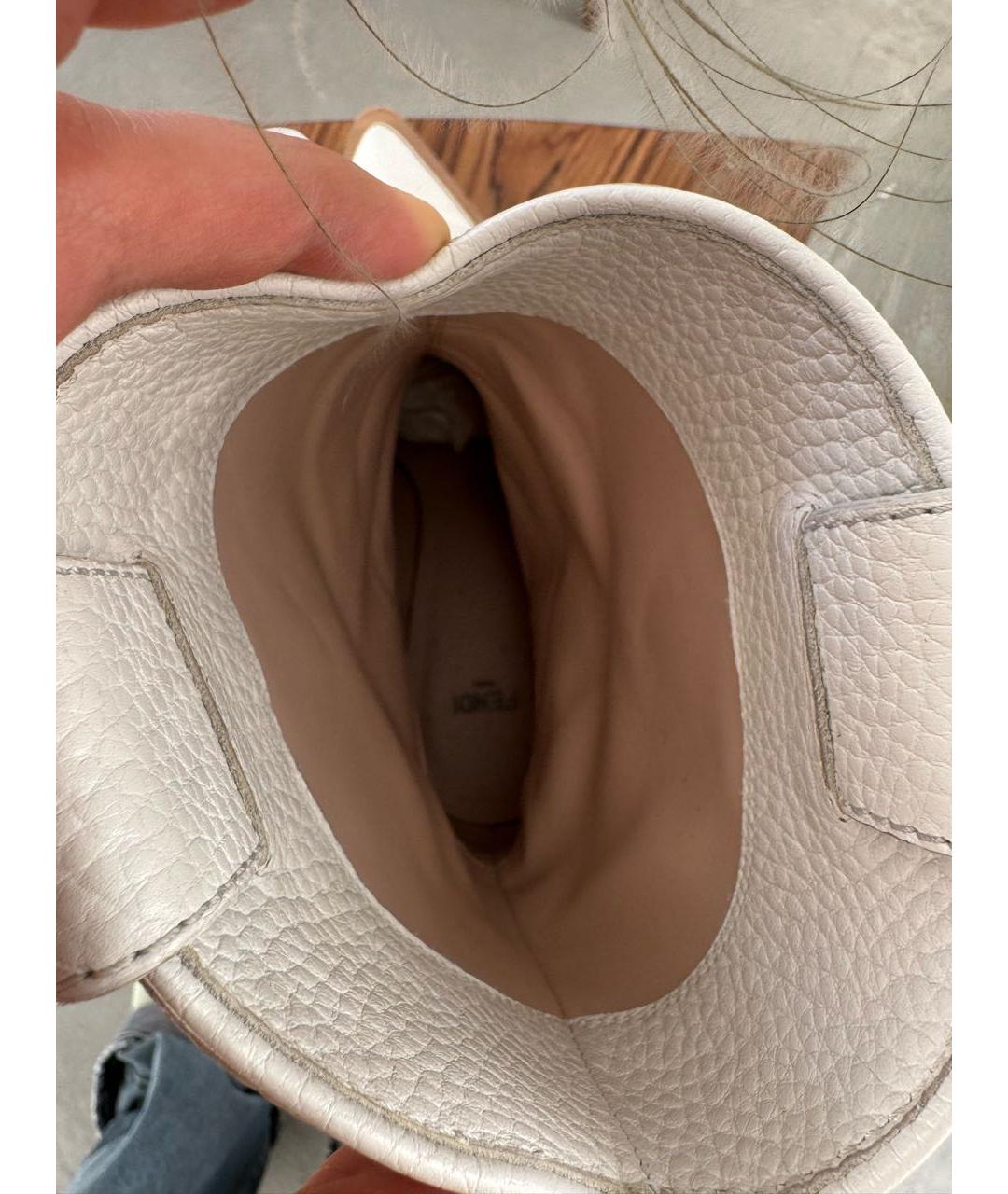 FENDI Белые кожаные ботинки, фото 6