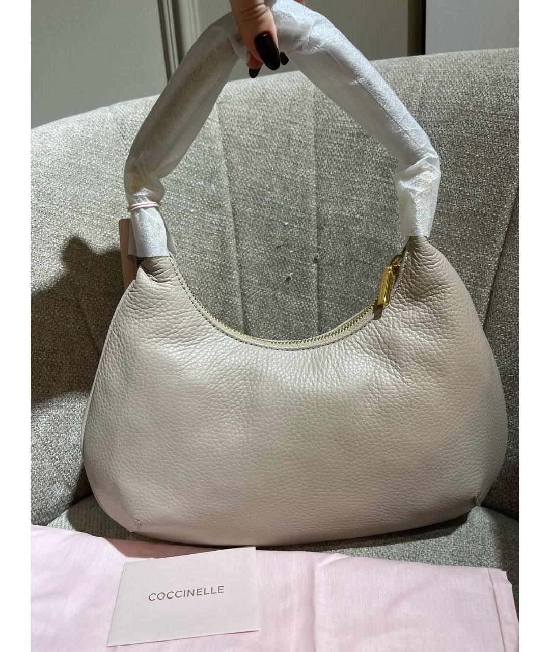 COCCINELLE Бежевая кожаная сумка с короткими ручками, фото 5